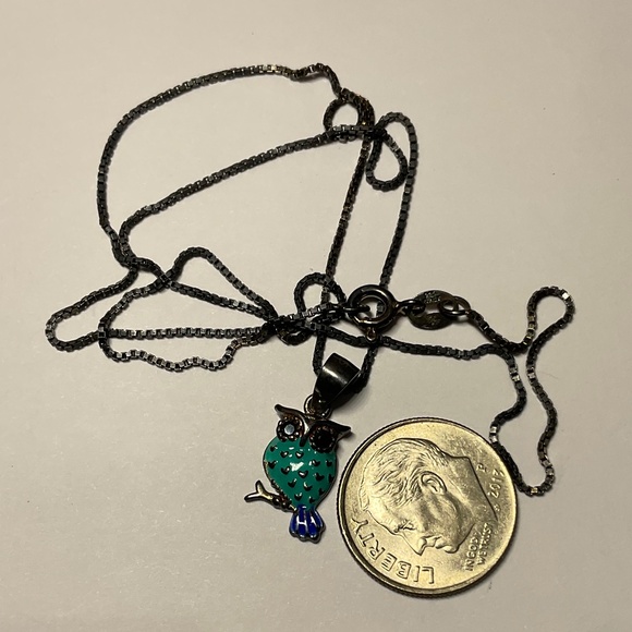 Sterling Silver Owl 🦉 Pendant with Sterling Silver Chain, 18.75 inches long - Picture 4 of 7